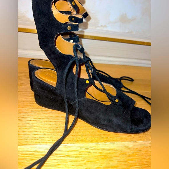 Chloe Foster Suede Gladiator Wedge Sandals - Picture 2 of 3